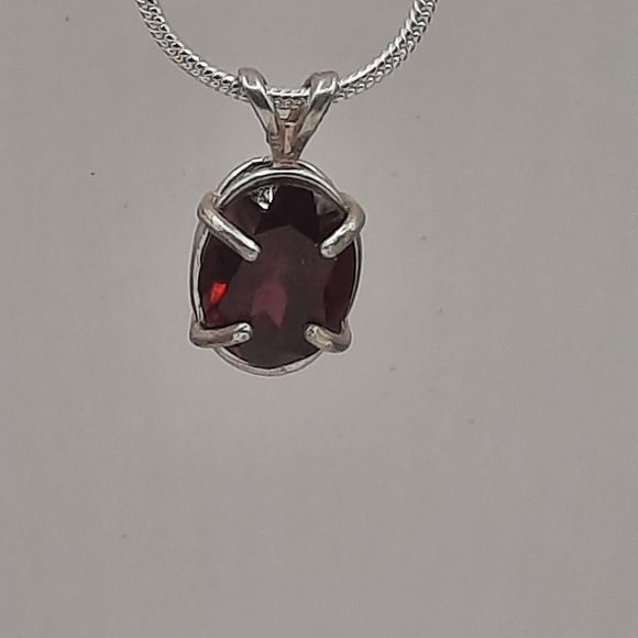 Sterling Silver Garnet Necklace and Earrings - Picture 3 of 3